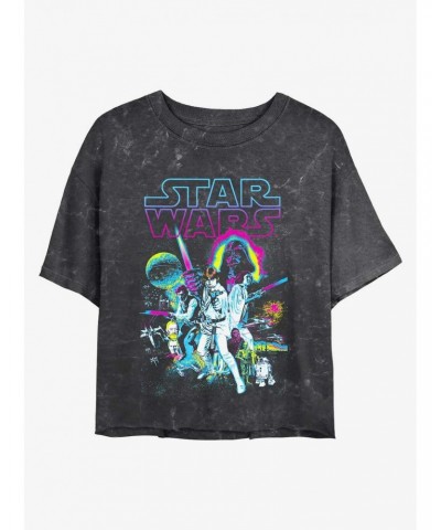 Star Wars Neon Hope Mineral Wash Crop Girls T-Shirt $8.57 T-Shirts