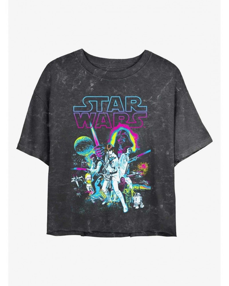 Star Wars Neon Hope Mineral Wash Crop Girls T-Shirt $8.57 T-Shirts