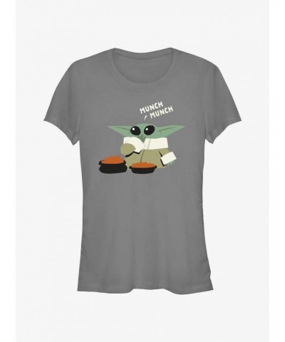 Star Wars The Mandalorian Grogu Munch Munch Girls T-Shirt $7.12 T-Shirts