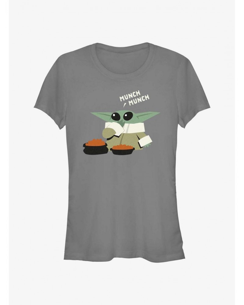 Star Wars The Mandalorian Grogu Munch Munch Girls T-Shirt $7.12 T-Shirts