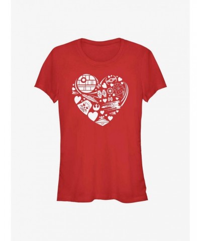 Star Wars Heart Ships Icons Girls T-Shirt $6.96 T-Shirts