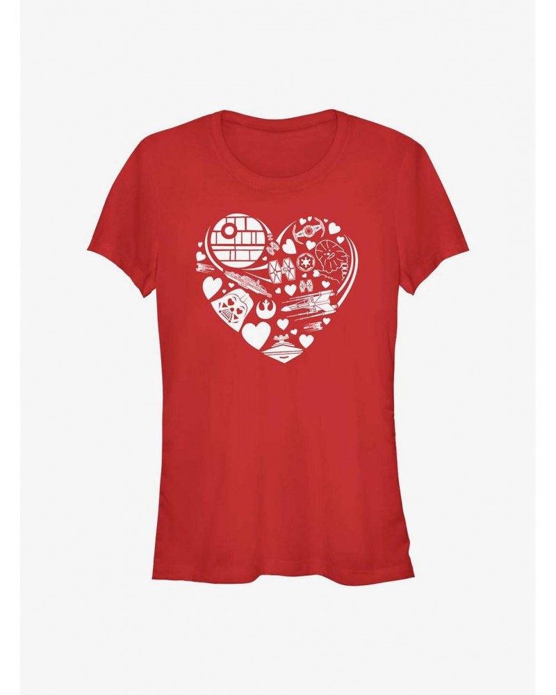 Star Wars Heart Ships Icons Girls T-Shirt $6.96 T-Shirts