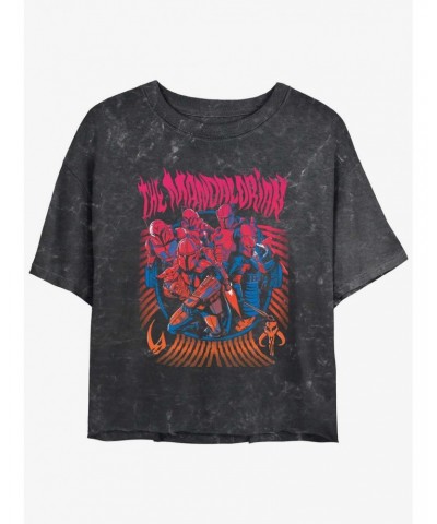 Star Wars The Mandalorian Banded Clans Mudhorn & Keldau Mineral Wash Girls Crop T-Shirt $7.14 T-Shirts