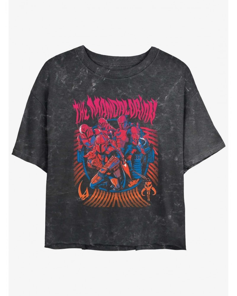 Star Wars The Mandalorian Banded Clans Mudhorn & Keldau Mineral Wash Girls Crop T-Shirt $7.14 T-Shirts