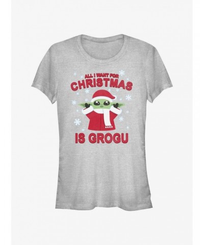 Star Wars The Mandalorian Grogu For Christmas Girls T-Shirt $6.15 T-Shirts