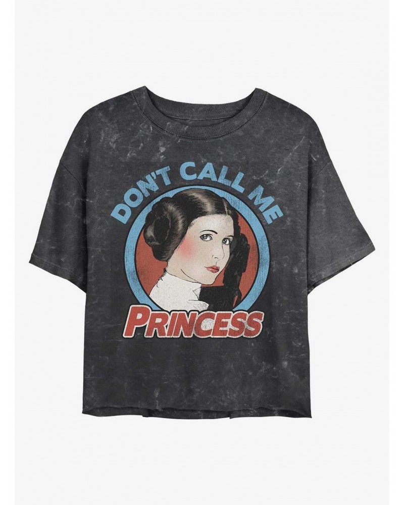 Star Wars Leia Don't Call Me Princess Mineral Wash Crop Girls T-Shirt $6.29 T-Shirts