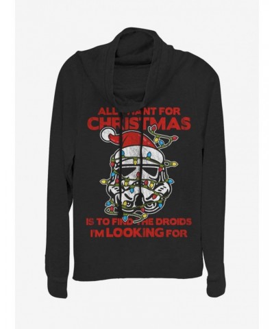 Star Wars Santa Storm Trooper Christmas Lights Cowl Neck Long-Sleeve Girls Top $13.29 Tops