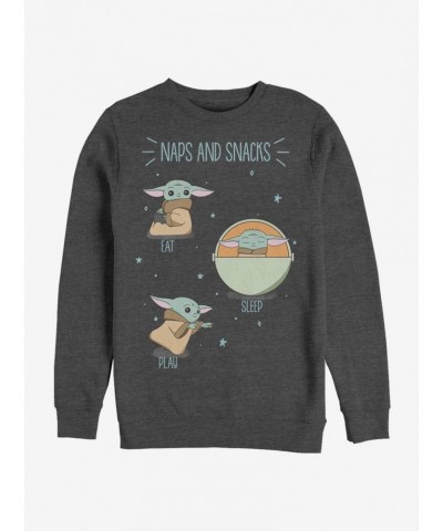 Star Wars The Mandalorian The Child Naps And Snacks Crew Sweatshirt $10.92 Sweatshirts