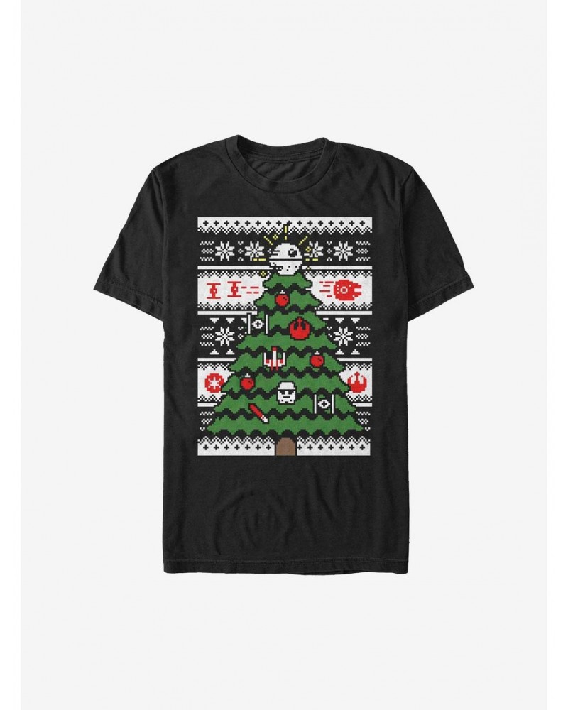 Star Wars Galactic Tree Christmas Pattern T-Shirt $6.06 T-Shirts