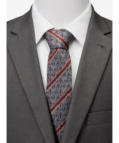 Star Wars The Mandalorian Mando Stripe Gray Men's Tie $7.96 Ties