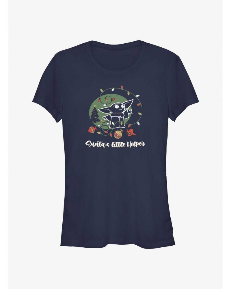 Star Wars The Mandalorian Santa's Helper Girls T-Shirt $7.93 T-Shirts