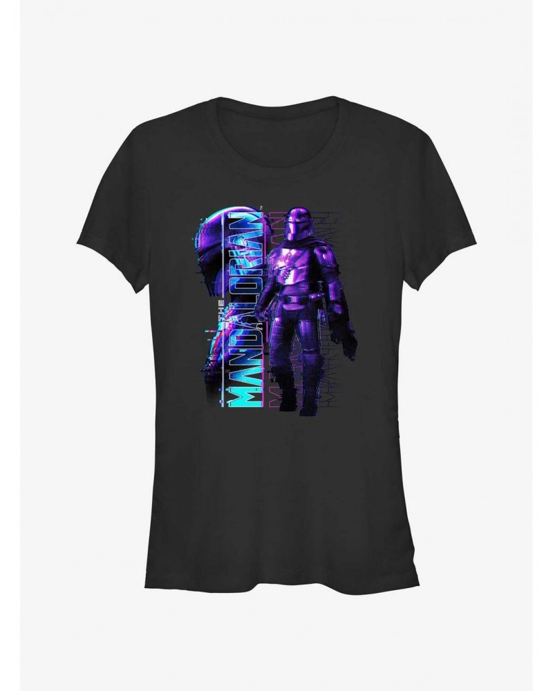 Star Wars The Mandalorian Mando Glitch Girls T-Shirt $7.44 T-Shirts