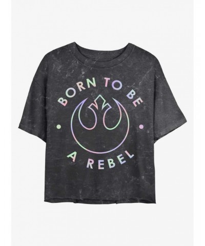 Star Wars Born To Be A Rebel Mineral Wash Crop Girls T-Shirt $6.82 T-Shirts