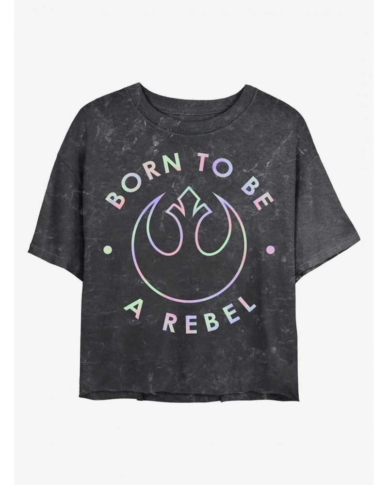 Star Wars Born To Be A Rebel Mineral Wash Crop Girls T-Shirt $6.82 T-Shirts