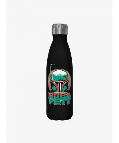 Star Wars The Book of Boba Fett Helmet Circle Black Stainless Steel Water Bottle $9.96 Water Bottles