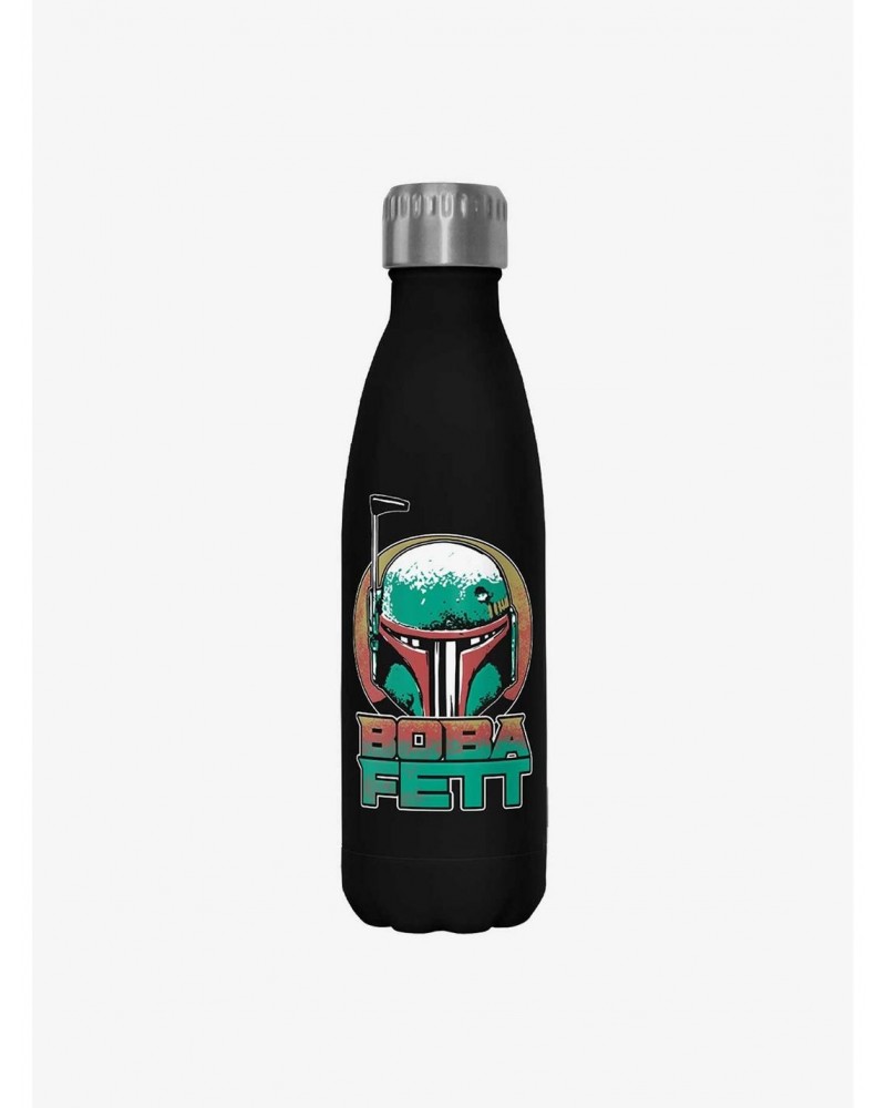 Star Wars The Book of Boba Fett Helmet Circle Black Stainless Steel Water Bottle $9.96 Water Bottles