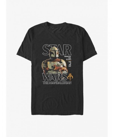 Star Wars The Mandalorian Wherever I Go, He Goes Poster Big & Tall T-Shirt $9.81 T-Shirts