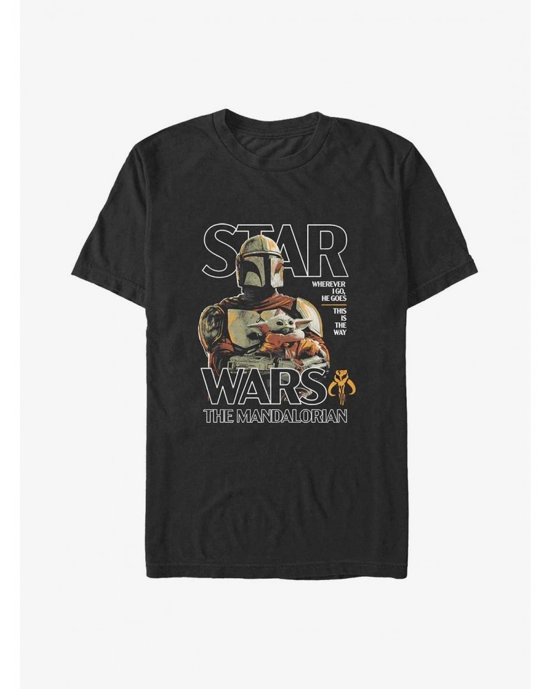 Star Wars The Mandalorian Wherever I Go, He Goes Poster Big & Tall T-Shirt $9.81 T-Shirts