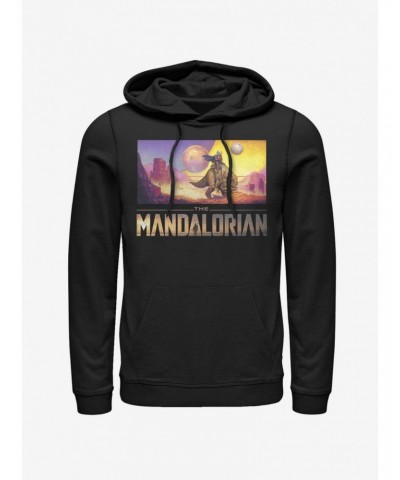 Star Wars The Mandalorian Colorful Mandalorian Landscape Hoodie $12.21 Hoodies