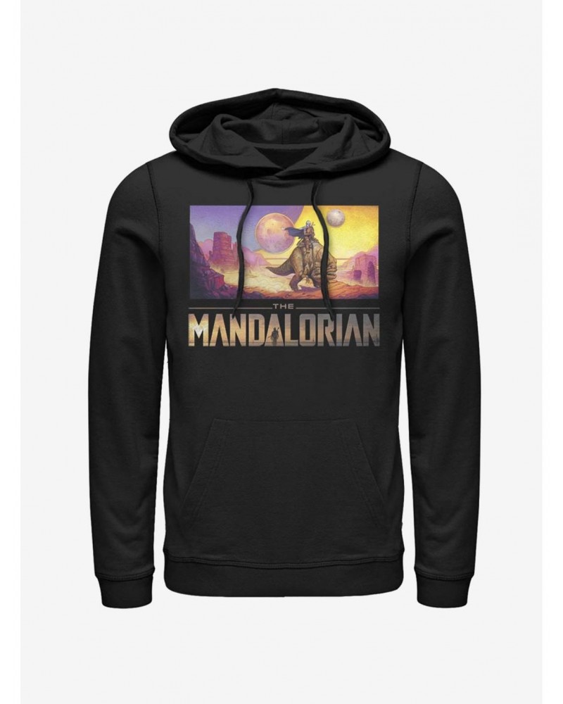 Star Wars The Mandalorian Colorful Mandalorian Landscape Hoodie $12.21 Hoodies