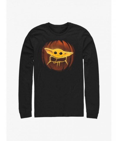 Star Wars The Mandalorian The Child Pumpkin Carving Long-Sleeve T-Shirt $8.95 T-Shirts