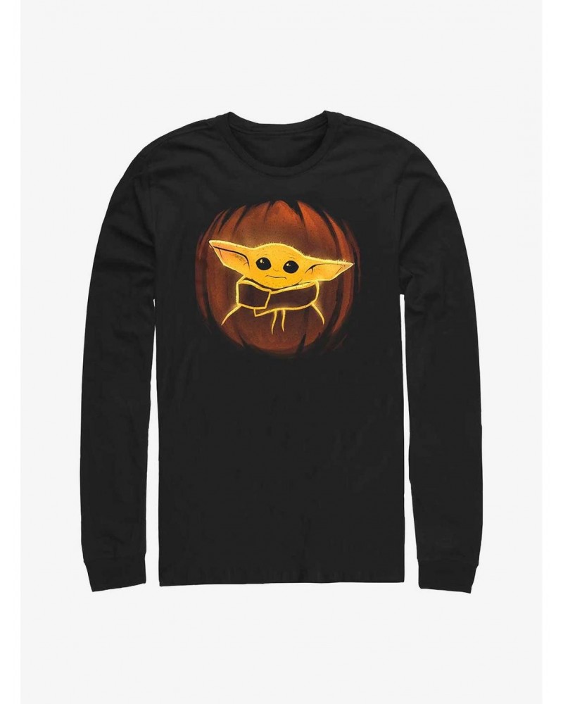 Star Wars The Mandalorian The Child Pumpkin Carving Long-Sleeve T-Shirt $8.95 T-Shirts