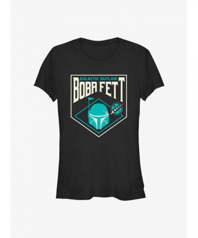 Star Wars The Book Of Boba Fett Galactic Outlaw Badge Girls T-Shirt $5.66 T-Shirts