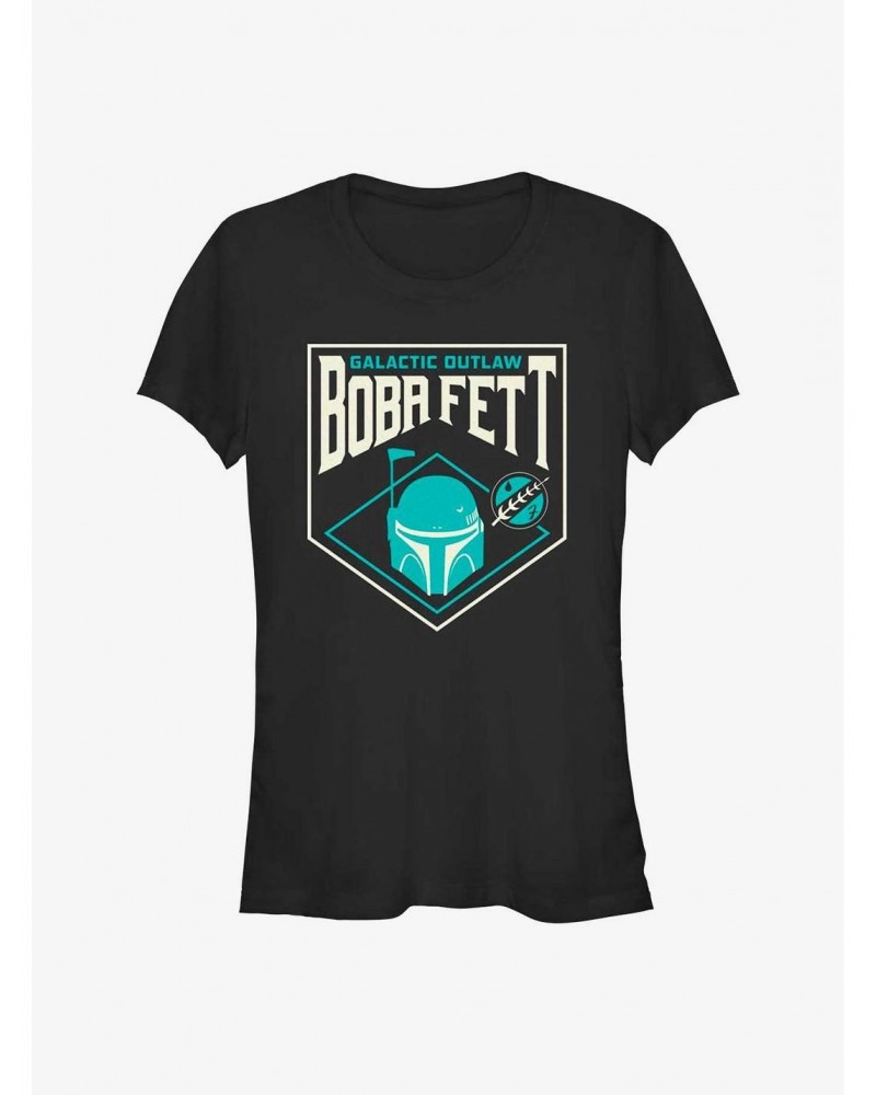 Star Wars The Book Of Boba Fett Galactic Outlaw Badge Girls T-Shirt $5.66 T-Shirts