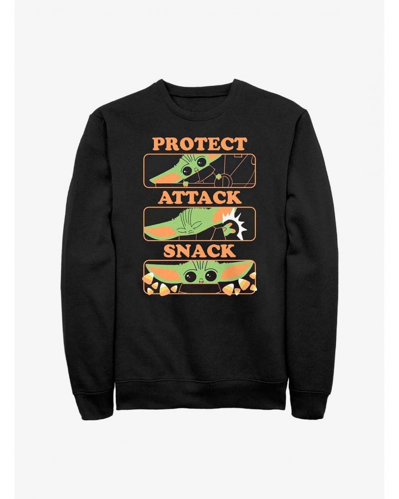 Star Wars The Mandalorian The Child Protect, Attack, & Snack Sweatshirt $14.17 Sweatshirts