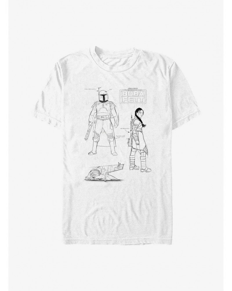 Star Wars The Book Of Boba Fett Fett Sketches T-Shirt $6.06 T-Shirts