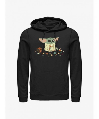 Star Wars The Mandalorian Grogu Eating Candies Hoodie $16.88 Hoodies