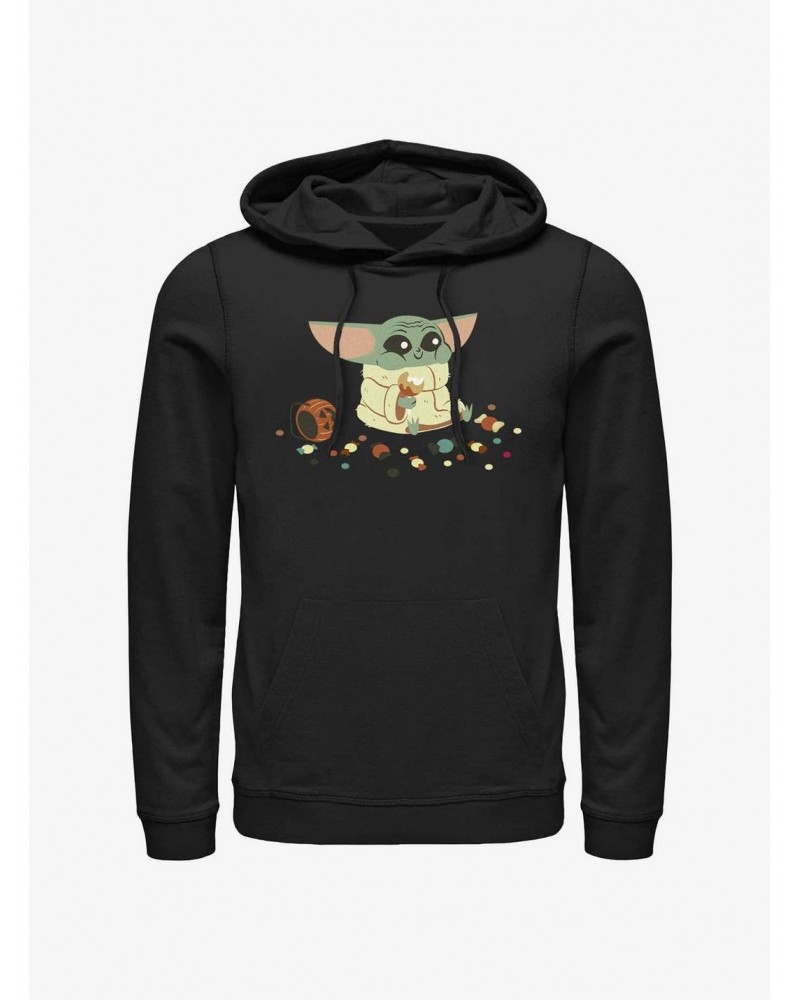 Star Wars The Mandalorian Grogu Eating Candies Hoodie $16.88 Hoodies