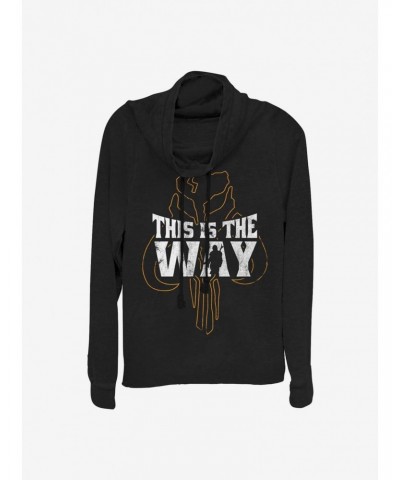 Star Wars The Mandalorian This Is The Way Iron Heart Outline Cowl Neck Long-Sleeve Girls Top $11.85 Tops