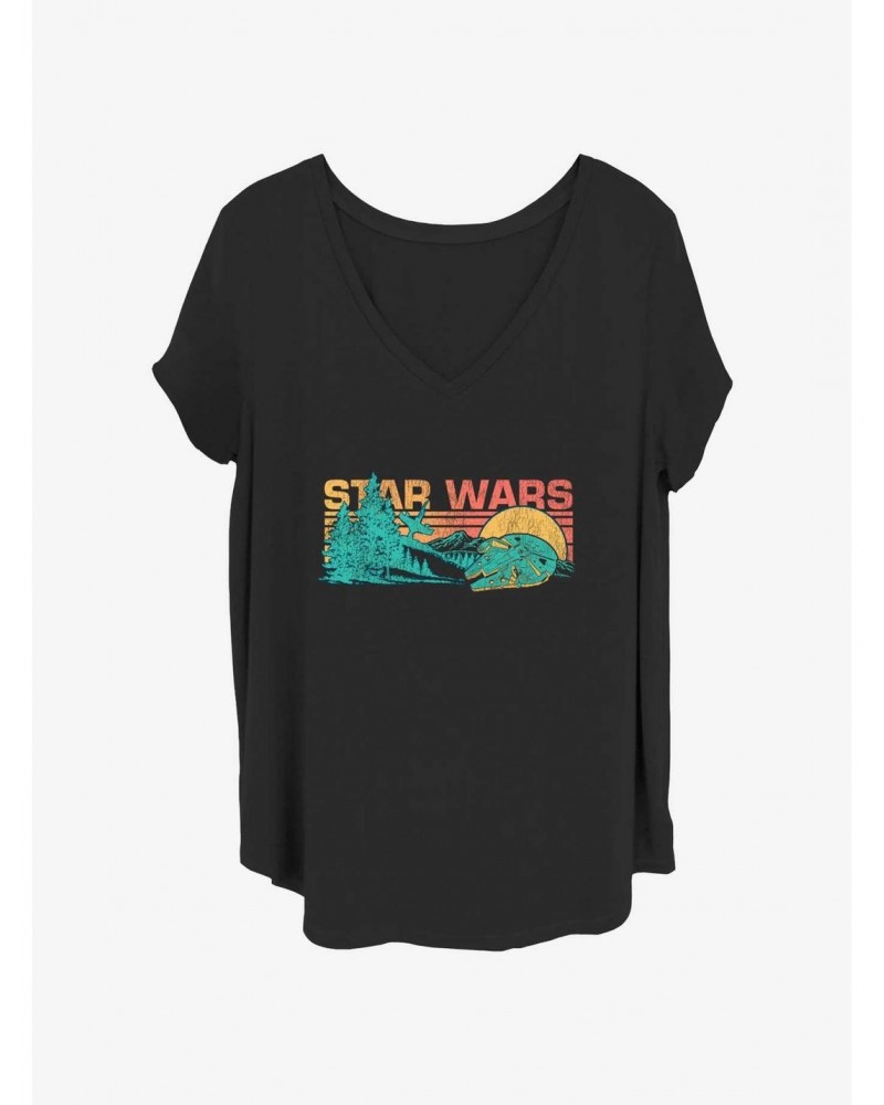 Star Wars Falcon Forest Girls T-Shirt Plus Size $8.55 T-Shirts