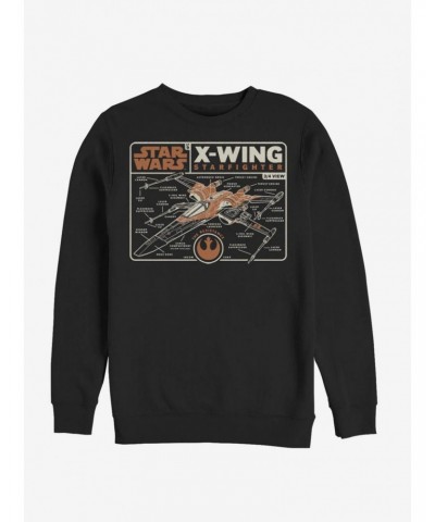 Star Wars Episode IX The Rise Of Skywalker Starfighter Schematic Sweatshirt $9.15 Sweatshirts