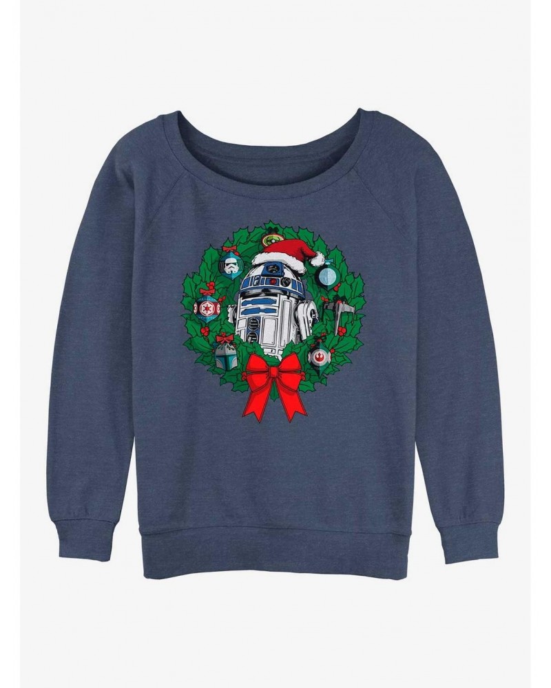 Star Wars R2-D2 Wreath Girls Slouchy Sweatshirt $10.63 Sweatshirts