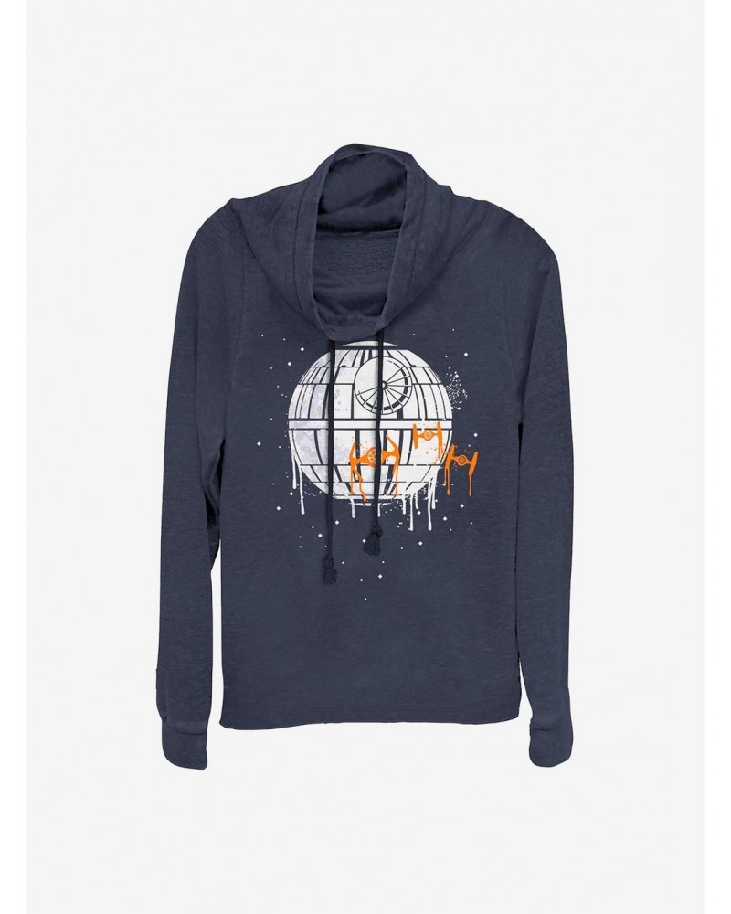 Star Wars Death Star Drip Cowlneck Long-Sleeve Girls Top $10.78 Tops