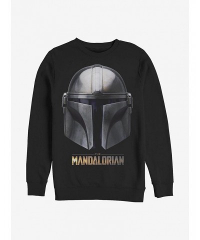 Star Wars The Mandalorian Mandalorian Helmet Crew Sweatshirt $14.46 Sweatshirts