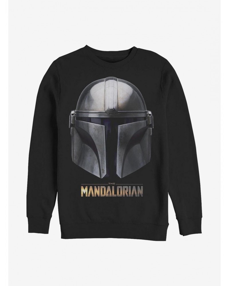 Star Wars The Mandalorian Mandalorian Helmet Crew Sweatshirt $14.46 Sweatshirts