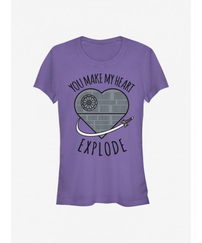 Star Wars Heart Explode Death Star Girls T-Shirt $7.28 T-Shirts