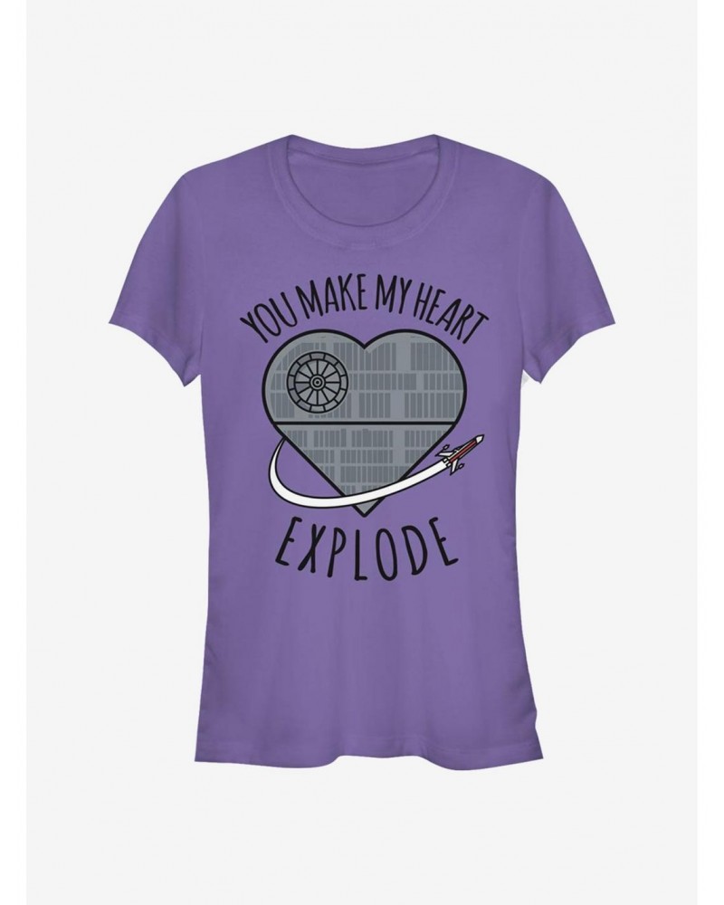 Star Wars Heart Explode Death Star Girls T-Shirt $7.28 T-Shirts