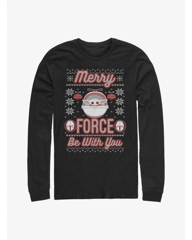 Star Wars The Mandalorian Merry Force The Child Long-Sleeve T-Shirt $11.58 T-Shirts