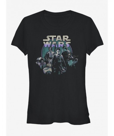 Star Wars Episode VII The Force Awakens Rey and Droids Girls T-Shirt $5.34 T-Shirts