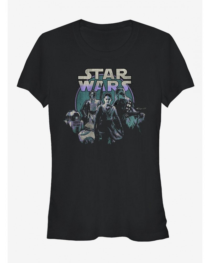 Star Wars Episode VII The Force Awakens Rey and Droids Girls T-Shirt $5.34 T-Shirts