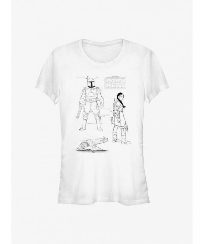 Star Wars The Book Of Boba Fett Fett Sketches Girls T-Shirt $7.28 T-Shirts